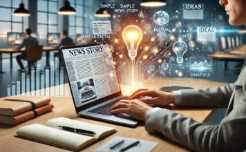 журналист пишет статью