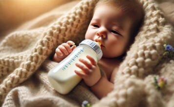 ребенок с бутылочкой